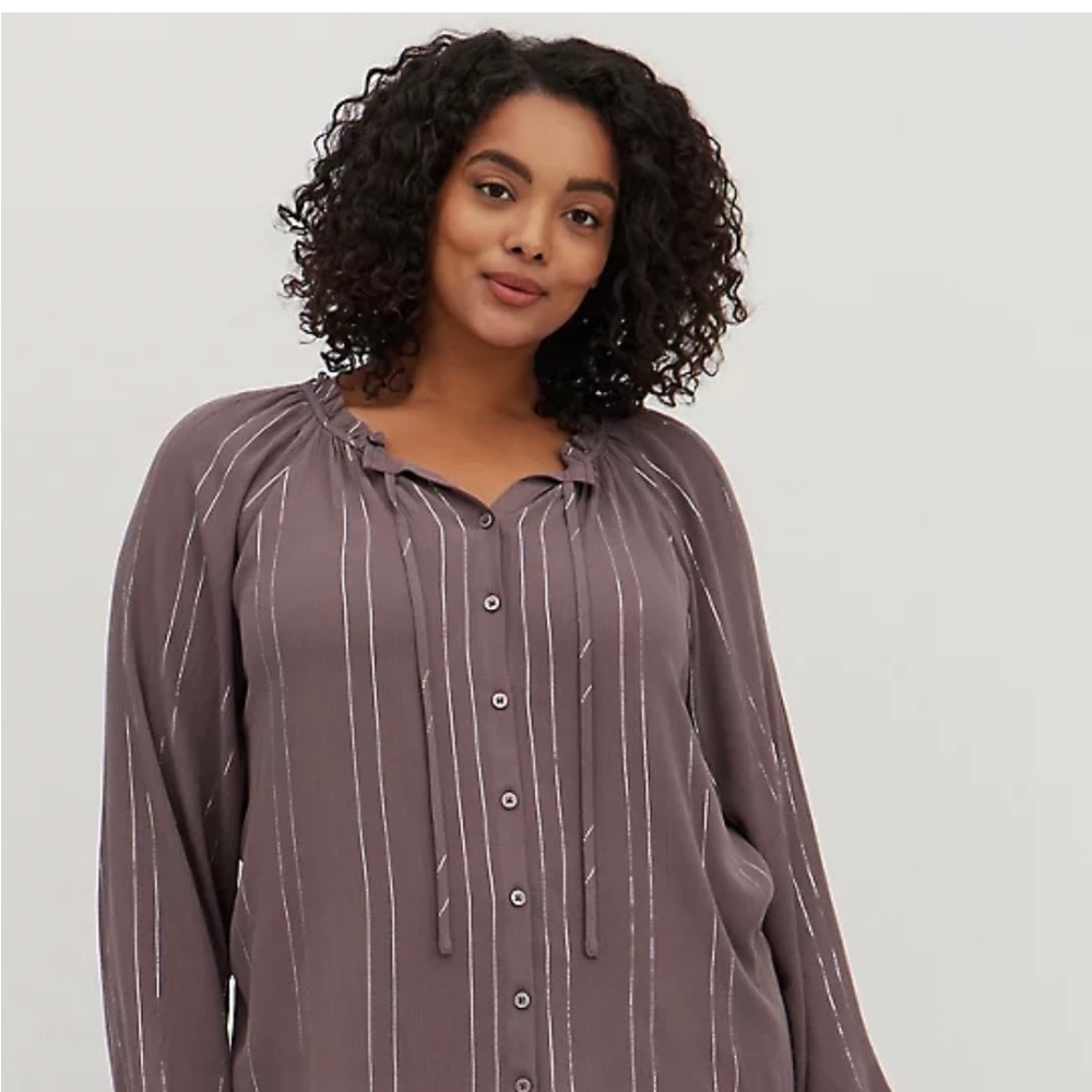 Crinkle Gauze With Lurex Peasant Blouse